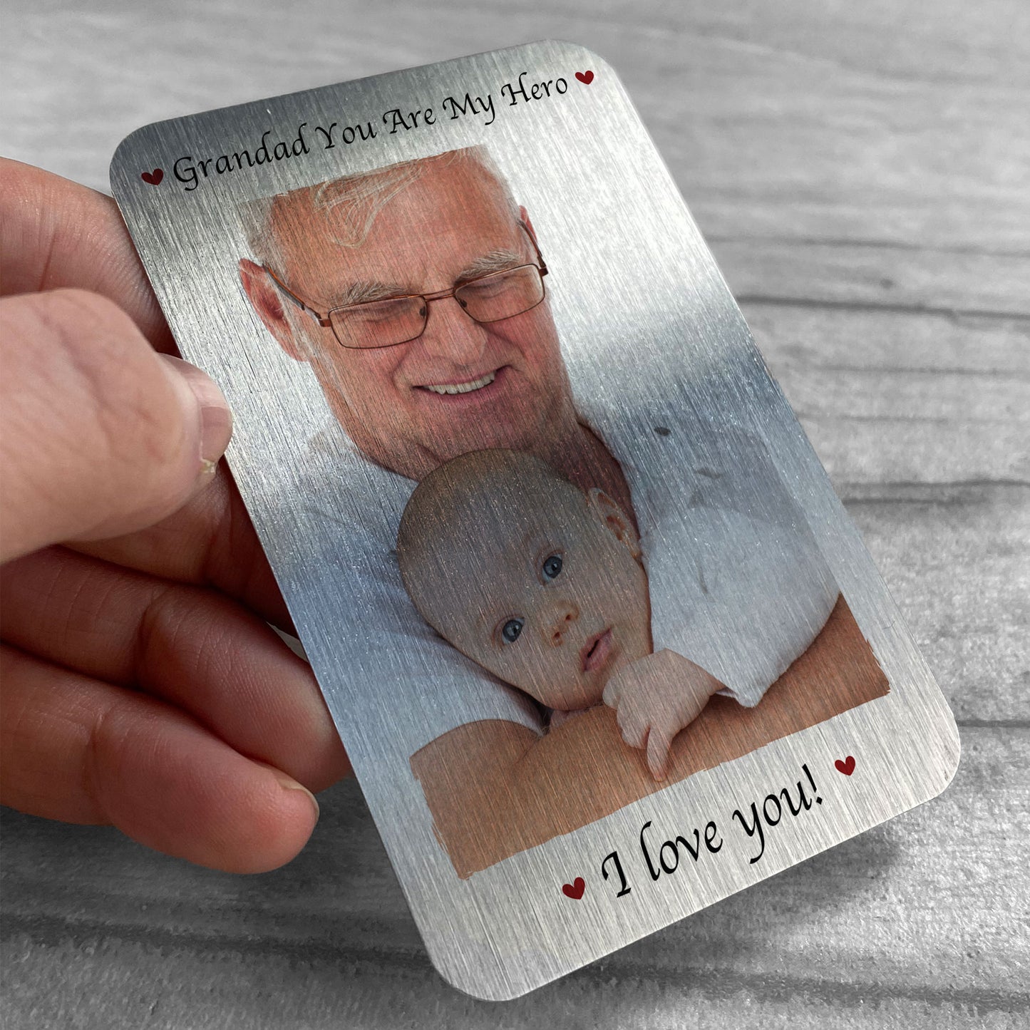GRANDAD Gift Personalised Metal Wallet Card Fathers Day Birthday