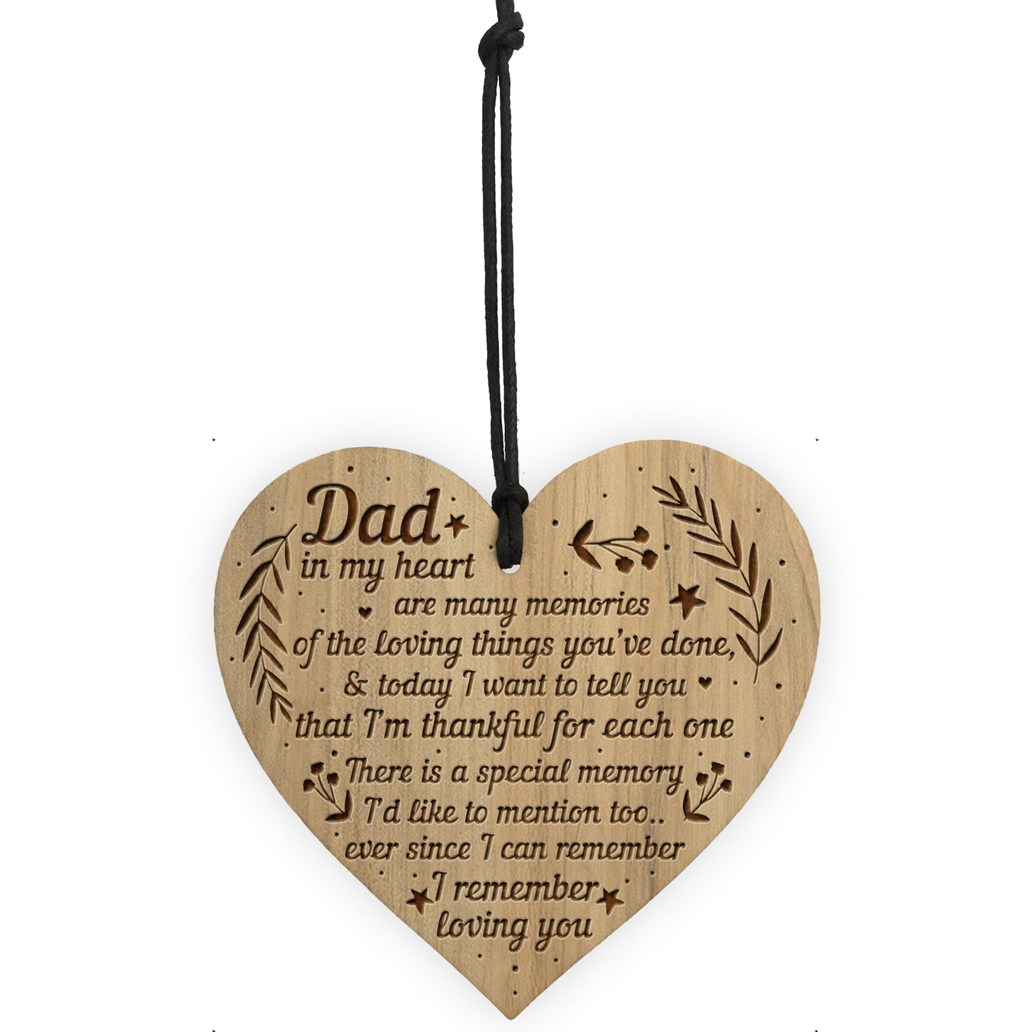 Dad Thank You Gifts From Daughter Son Engraved Wood Heart