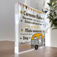 Caravan Rules Plaque Acrylic Freestanding Block Caravan Gift