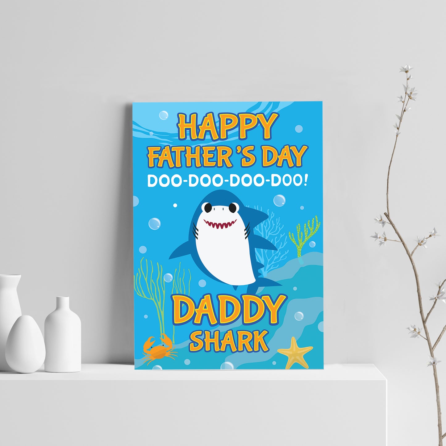 Baby Cartoon Shark Print Cute Fathers Day Gift For Dad