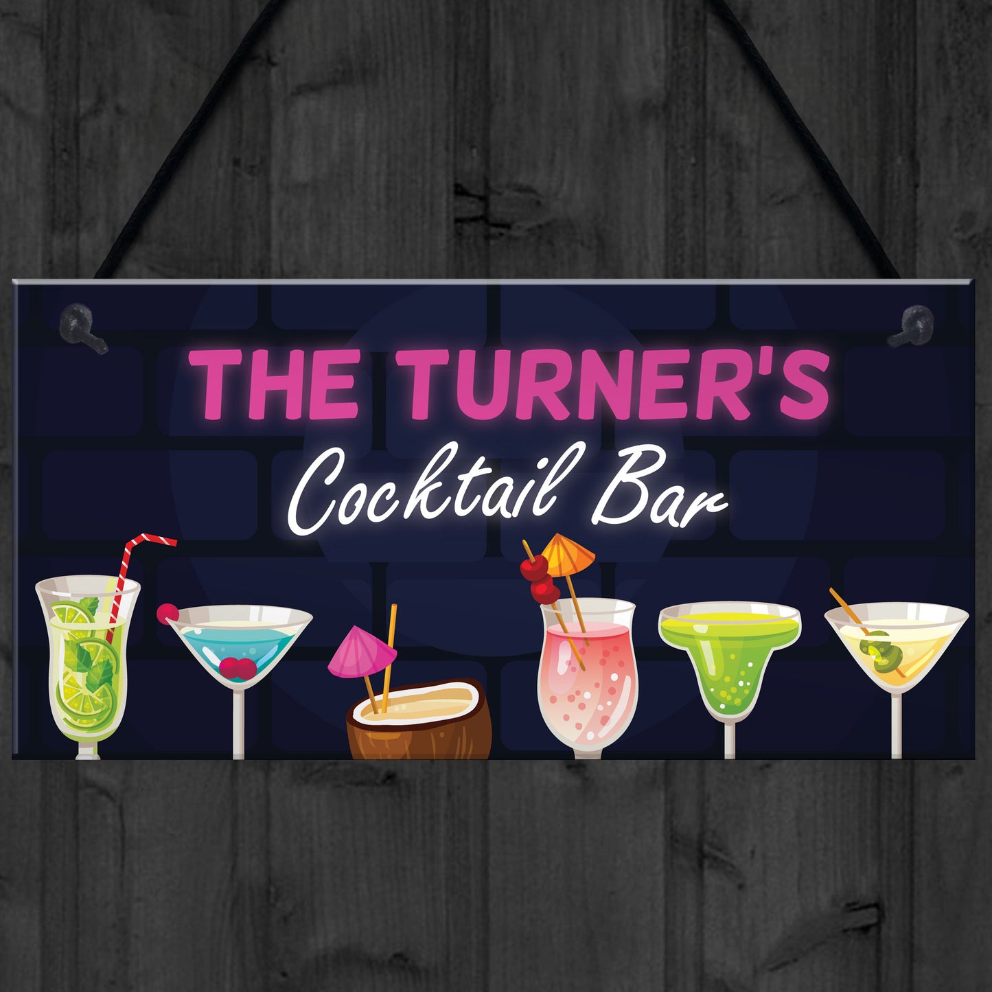 PERSONALISED Cocktail Bar Neon Effect Sign Bar And Pub Decor