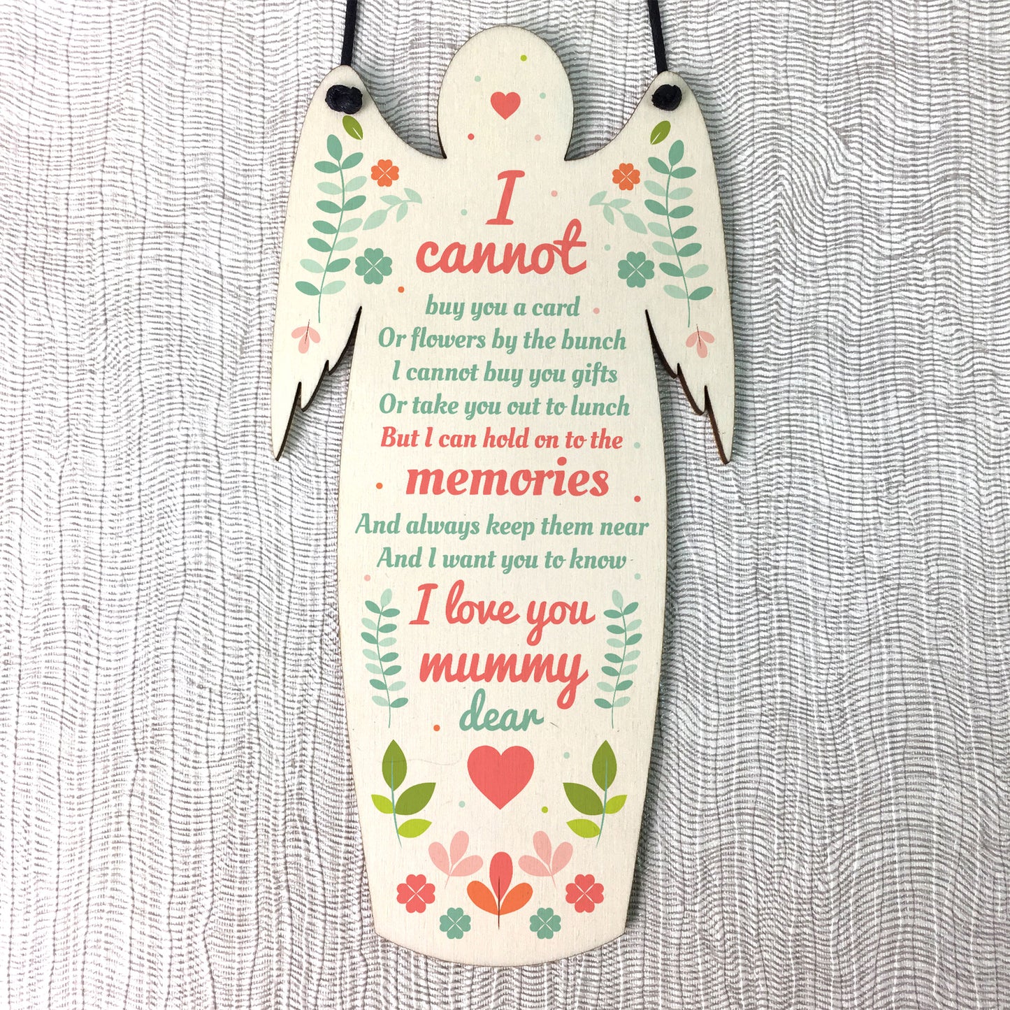 Mummy Dear Grave Wood Angel Plaque Loving Memory Family Mum