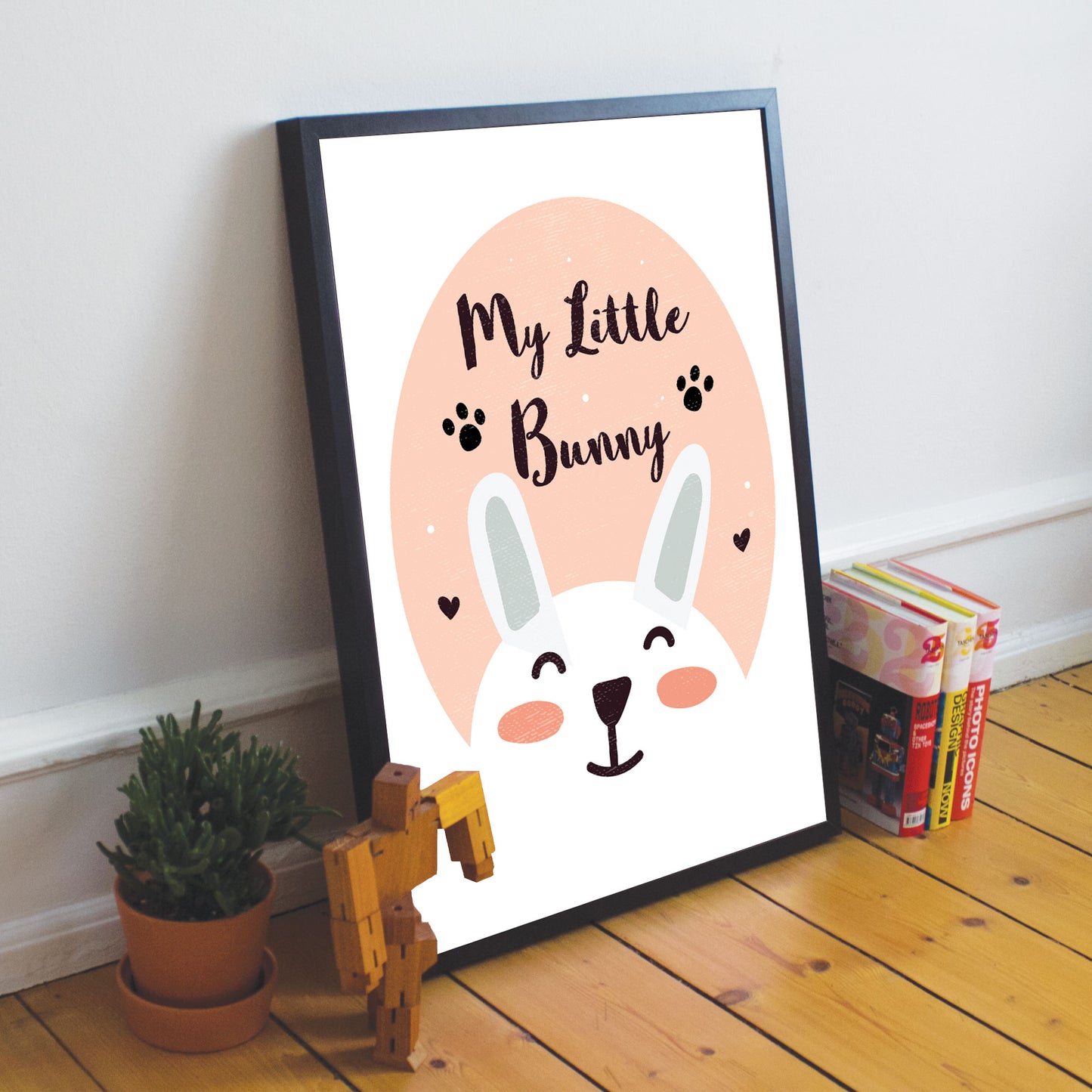Nursery Print Framed Bunny Picture Nursery Decoration Baby Girl