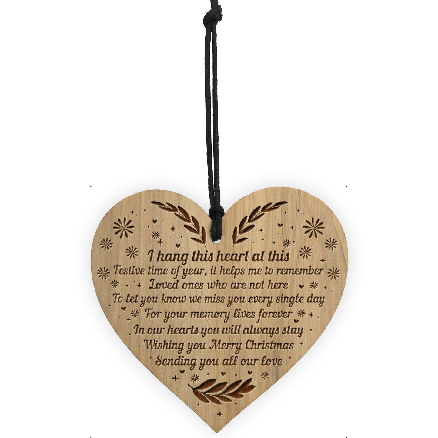 Beautiful Hanging Memorial Christmas Decoration Engraved Heart