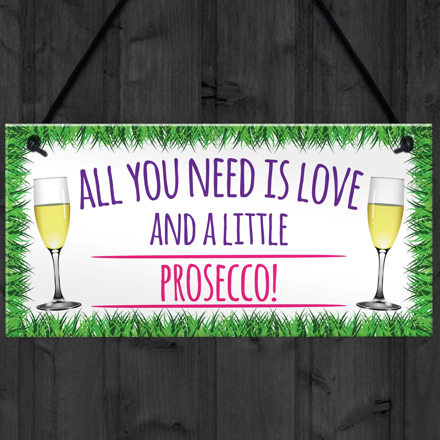 All You Need Is Love And Prosecco Alcohol Hanging Plaque