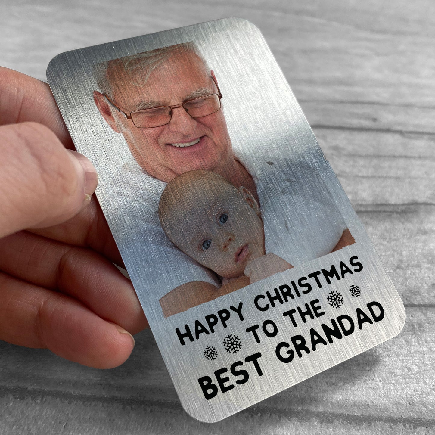 Christmas Gift For Grandad Personalised Metal Wallet Photo