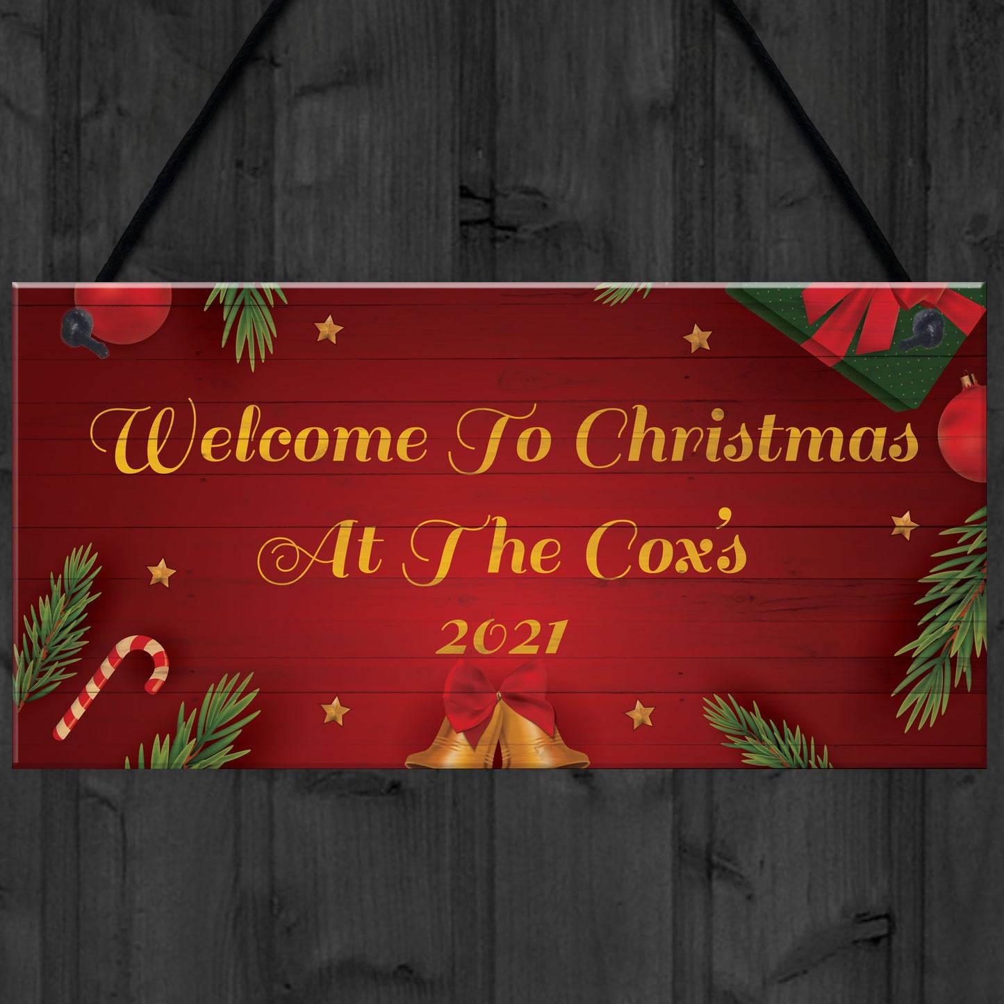 Welcome To Christmas At The Family Sign Personalised Decoration