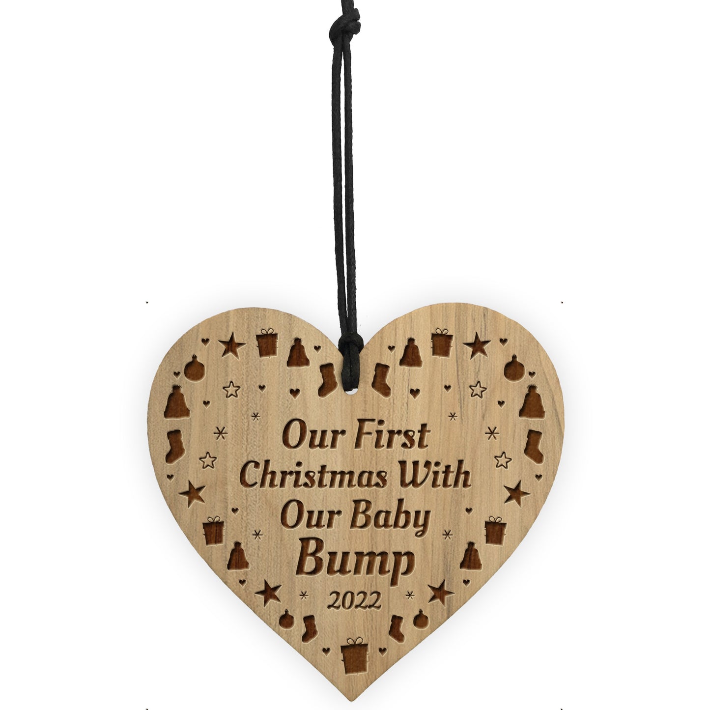 Our First Christmas With Bump Baby Engraved Heart Decoration