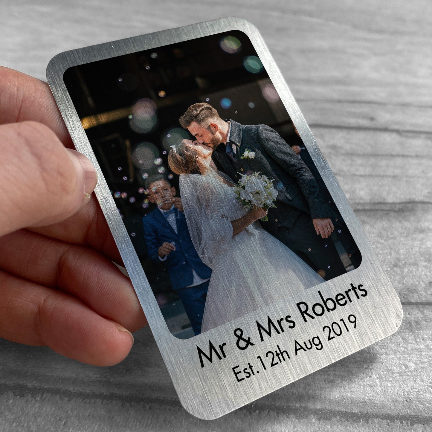 Personalised Anniversary Gift For Husband Wife Metal Wallet Card
