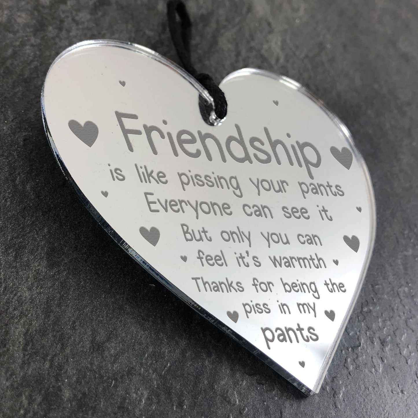 Funny Friendship Plaque Best Friend Gift Engraved Heart Thankyou