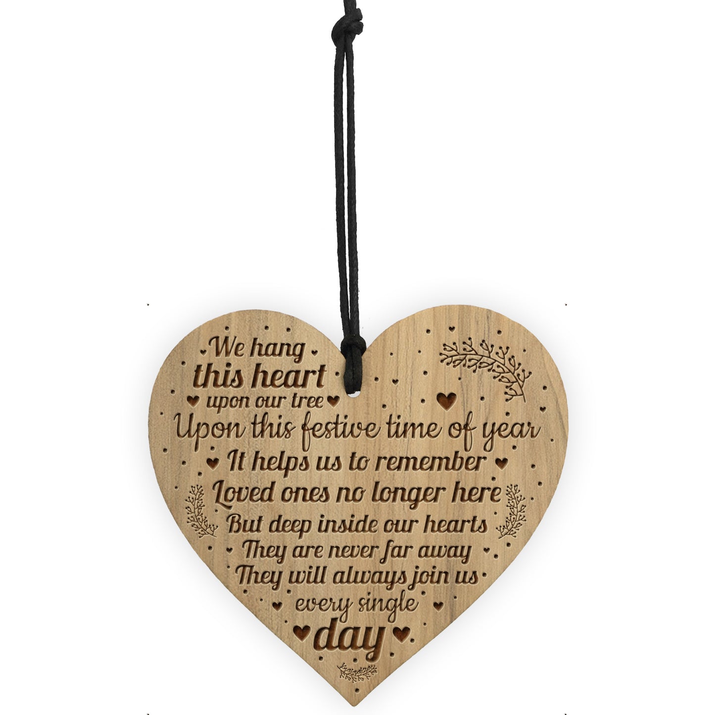 Hanging Memorial Christmas Tree Decoration Wooden Heart Mum Dad