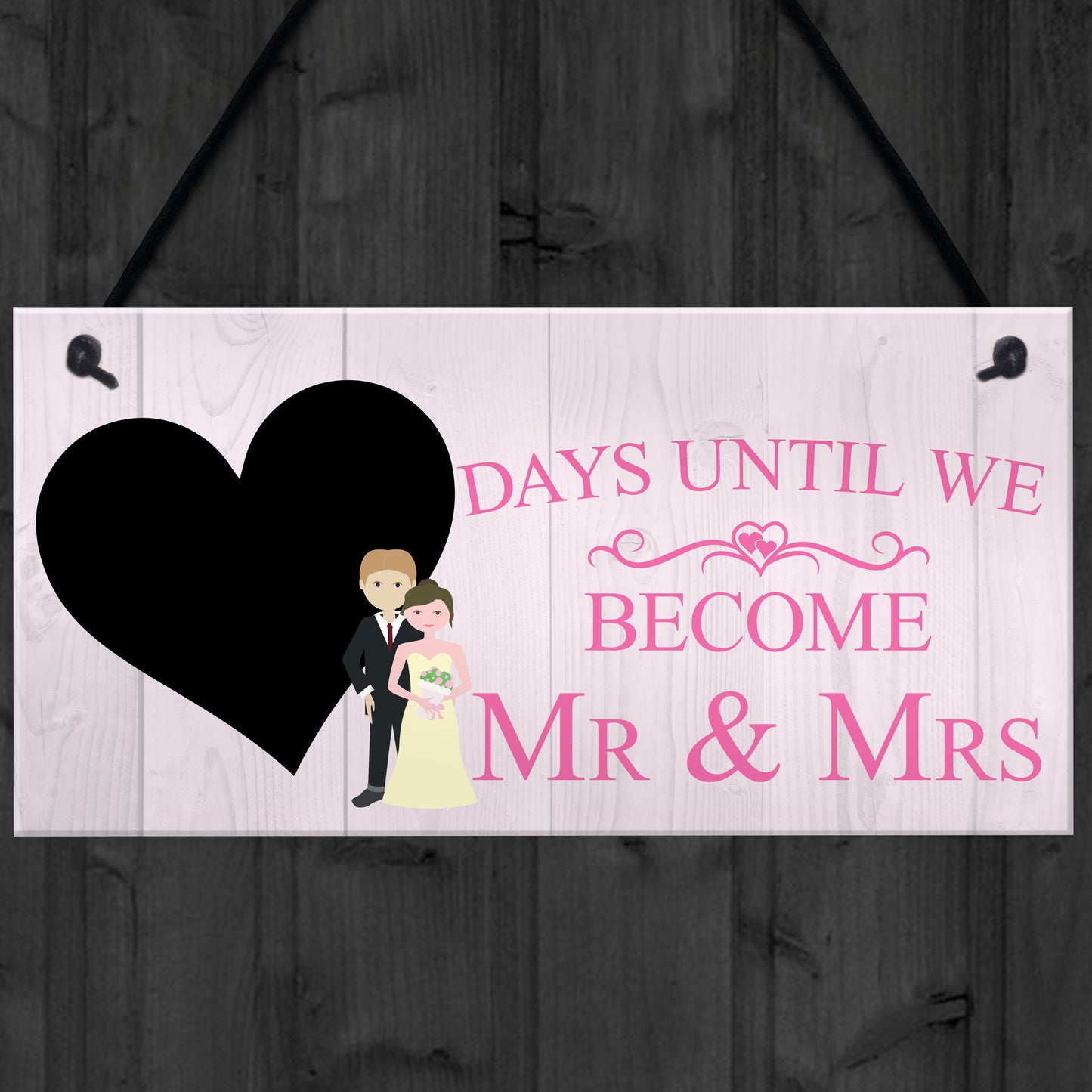 Countdown Days Unitl Mr & Mrs Couple Chalkboard Wedding Sign
