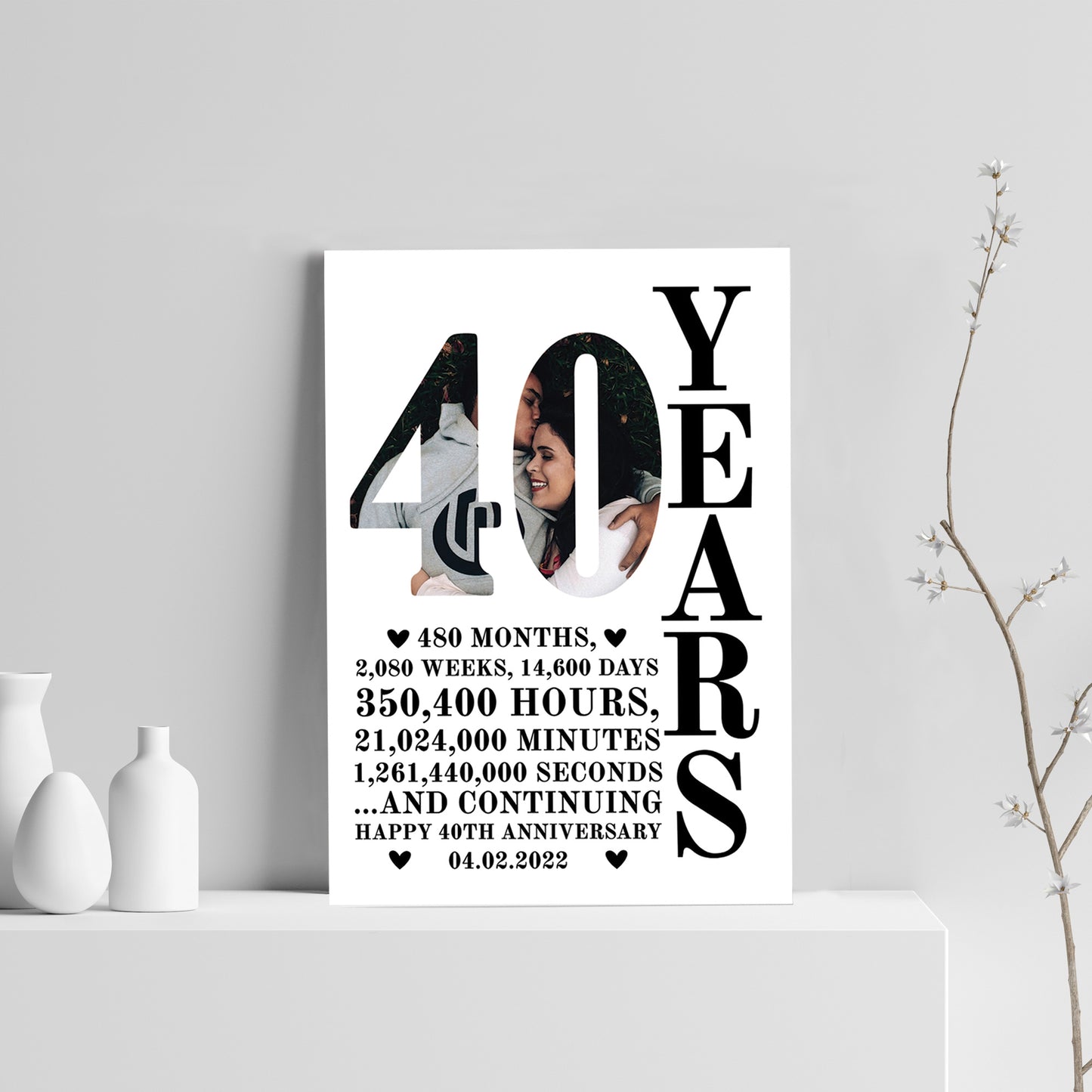 40th Anniversary Gift Print Personalised Photo Husband Wife