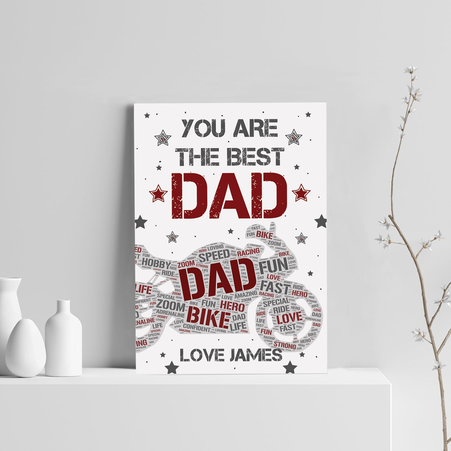Motorbike Sign Biker Personalised Print Fathers Day Gift for Dad
