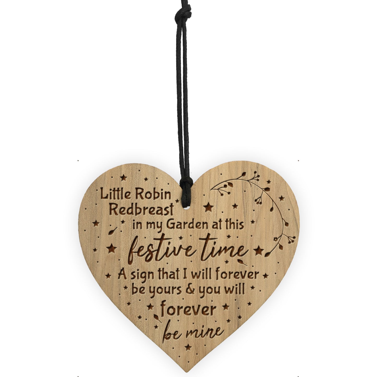 Memorial Sign Engraved Wood Heart Christmas Tree Decoration