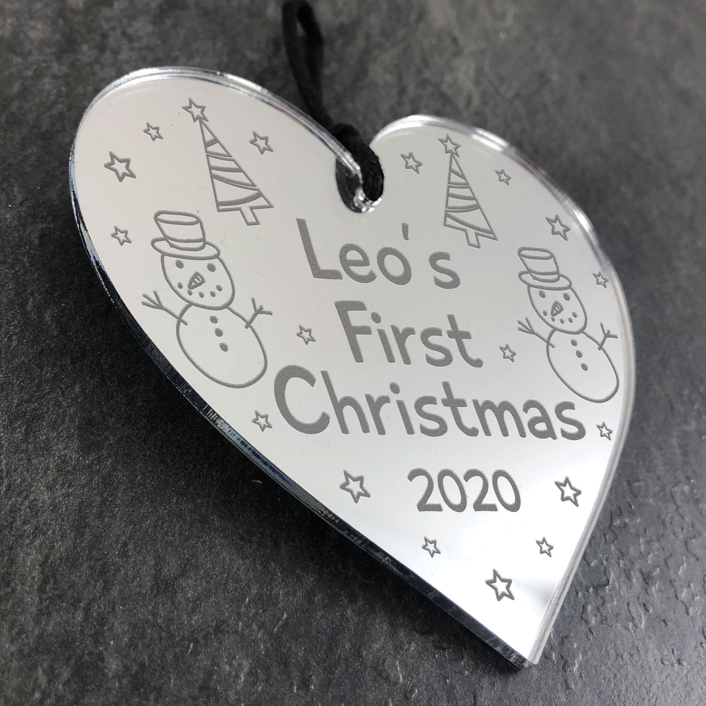 Babys First Christmas PERSONALISED Heart Engraved Bauble