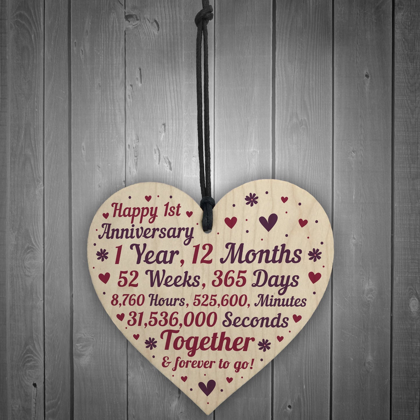 First Anniversary Gifts for Couple Wood Heart 1st Anniversary