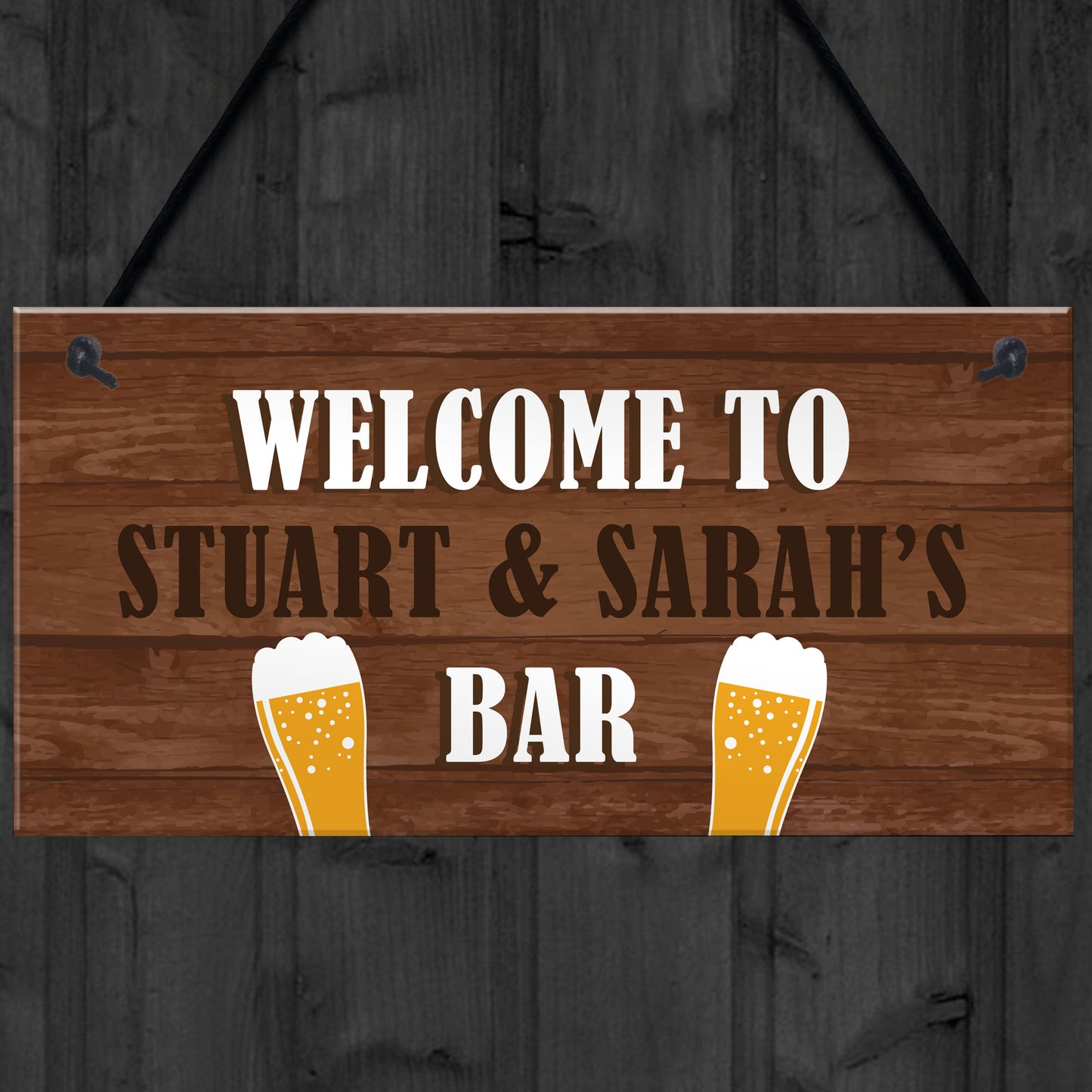 PERSONALISED Wooden Effect Bar Sign Hanging Man Cave Plaque