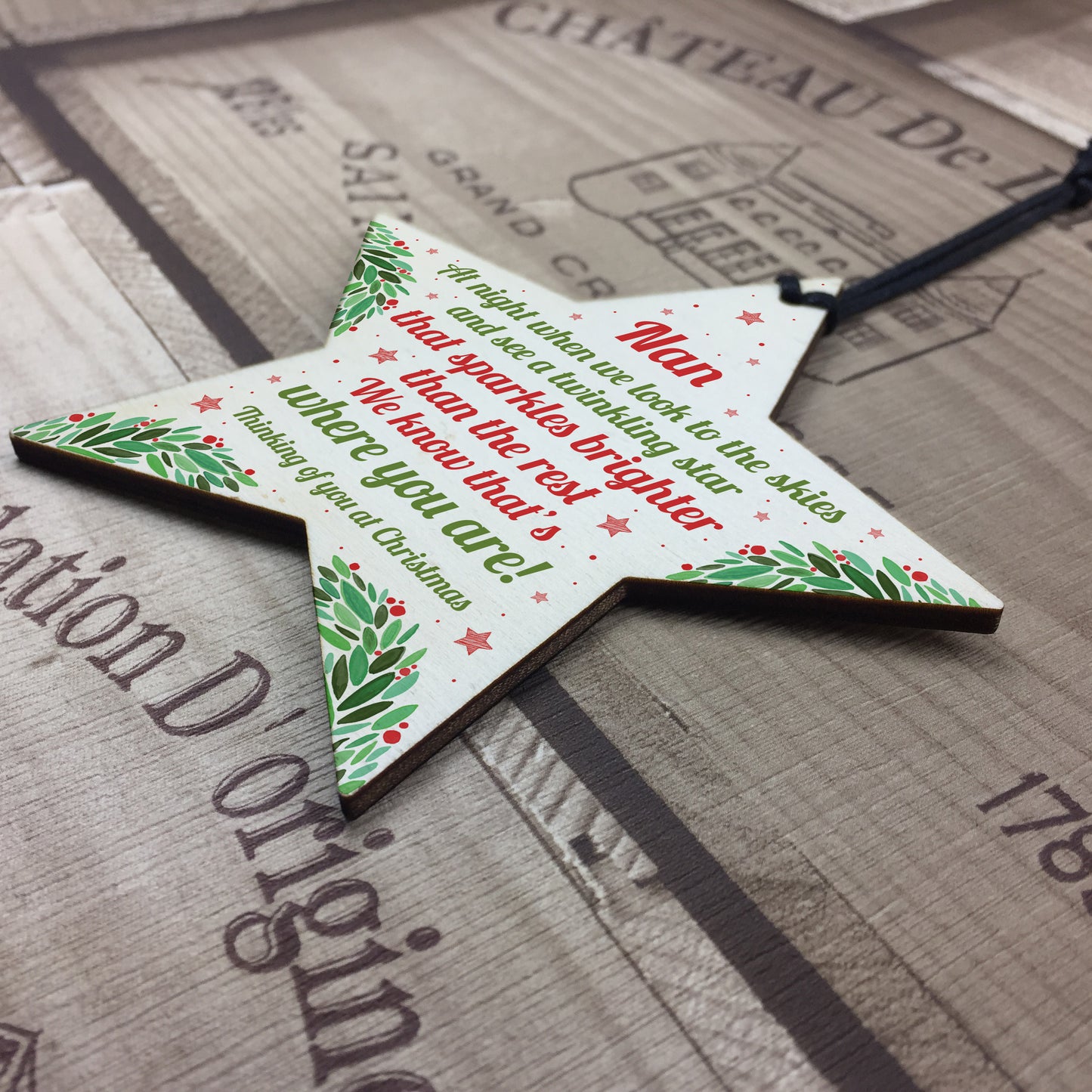 Christmas Star Tree Bauble Decoration Xmas Memorial Gift For Nan