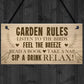 Garden Rules Sign Hanging Door Wall Plaque Outdoor Plaques