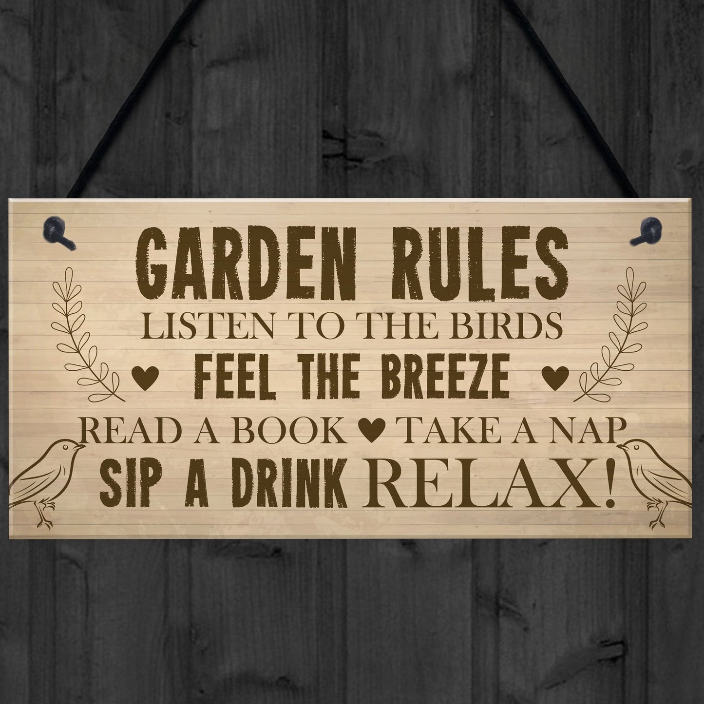 Garden Rules Sign Hanging Door Wall Plaque Outdoor Plaques