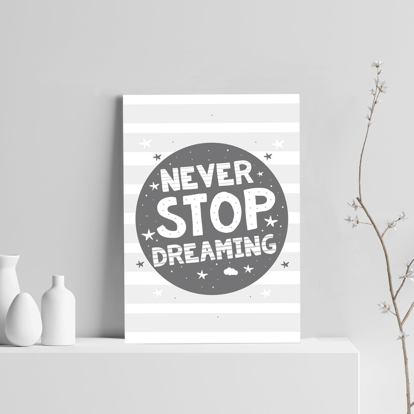 Grey Nursery Print Dream Child Baby Room Pictures Wall Art Gifts
