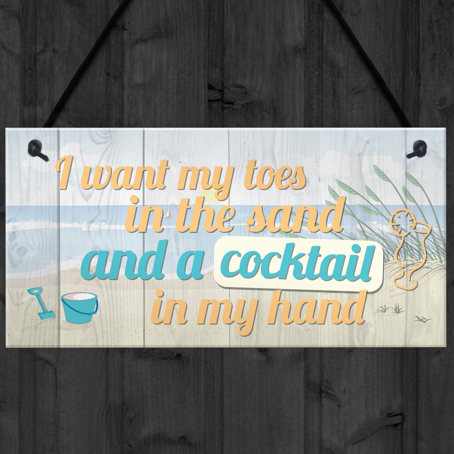 Cocktail In My Hand Plaque Nautical Decor Sign Beach Seaside