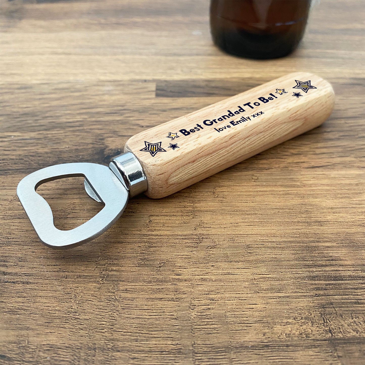 Grandad to be Wood Bottle Opener Baby Shower Gift Personalised