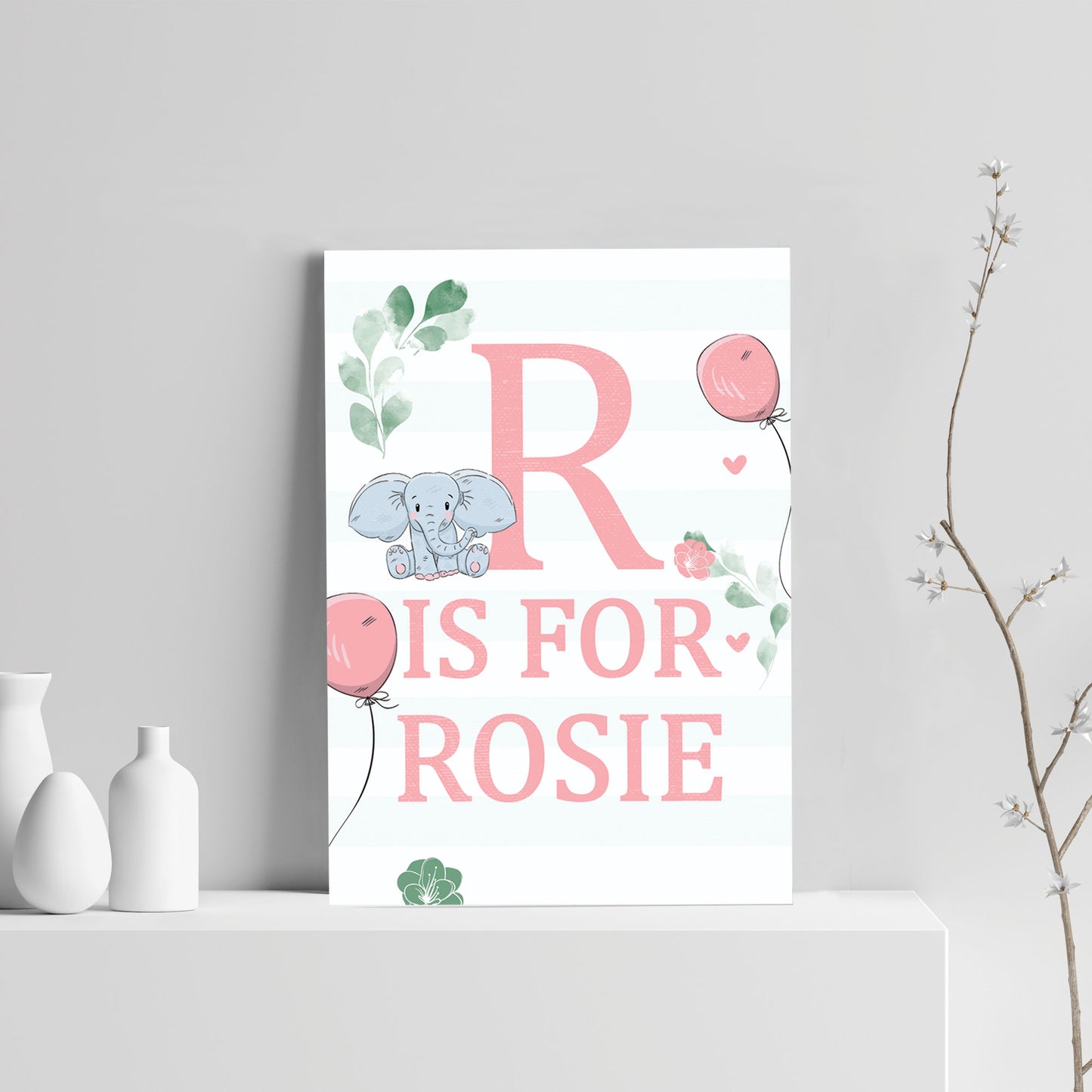 PERSONALISED Girls Bedroom Sign Initial Baby Nursery Print