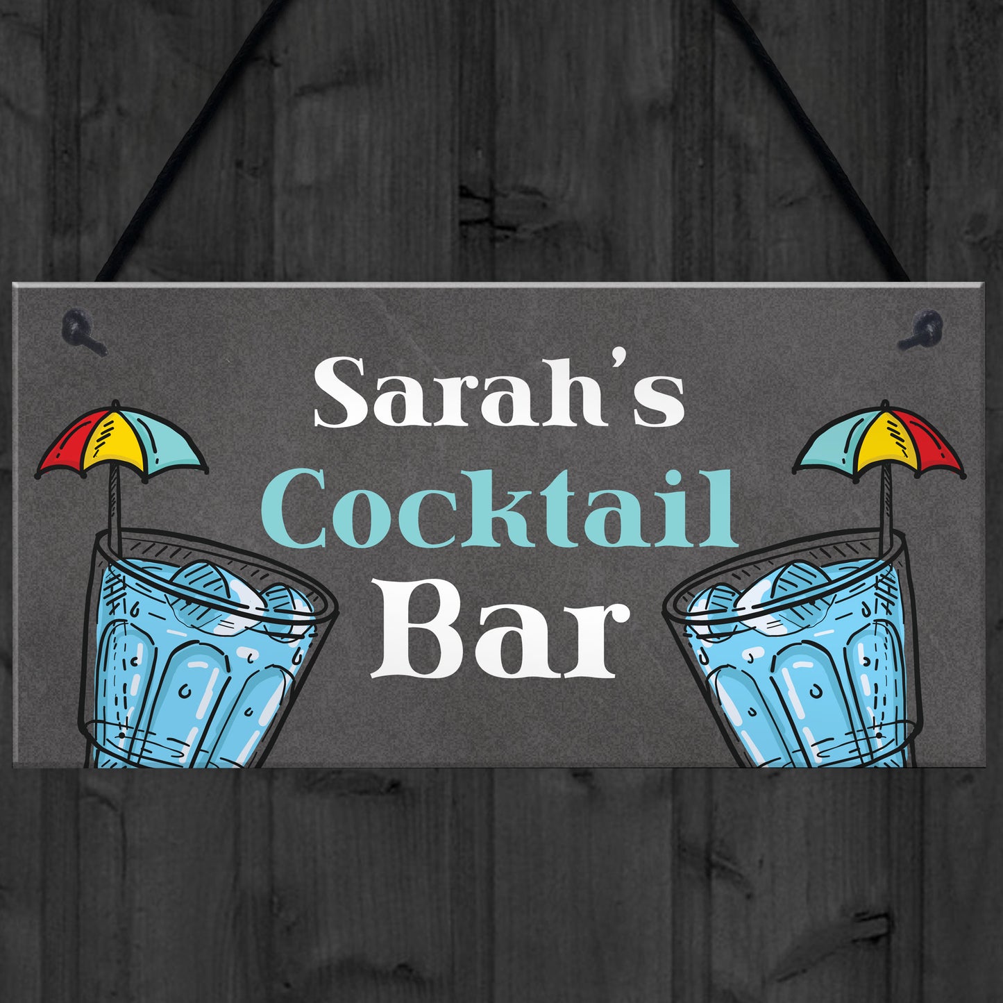 Personalised Cocktail Bar Sign Summerhouse Garden Plaque