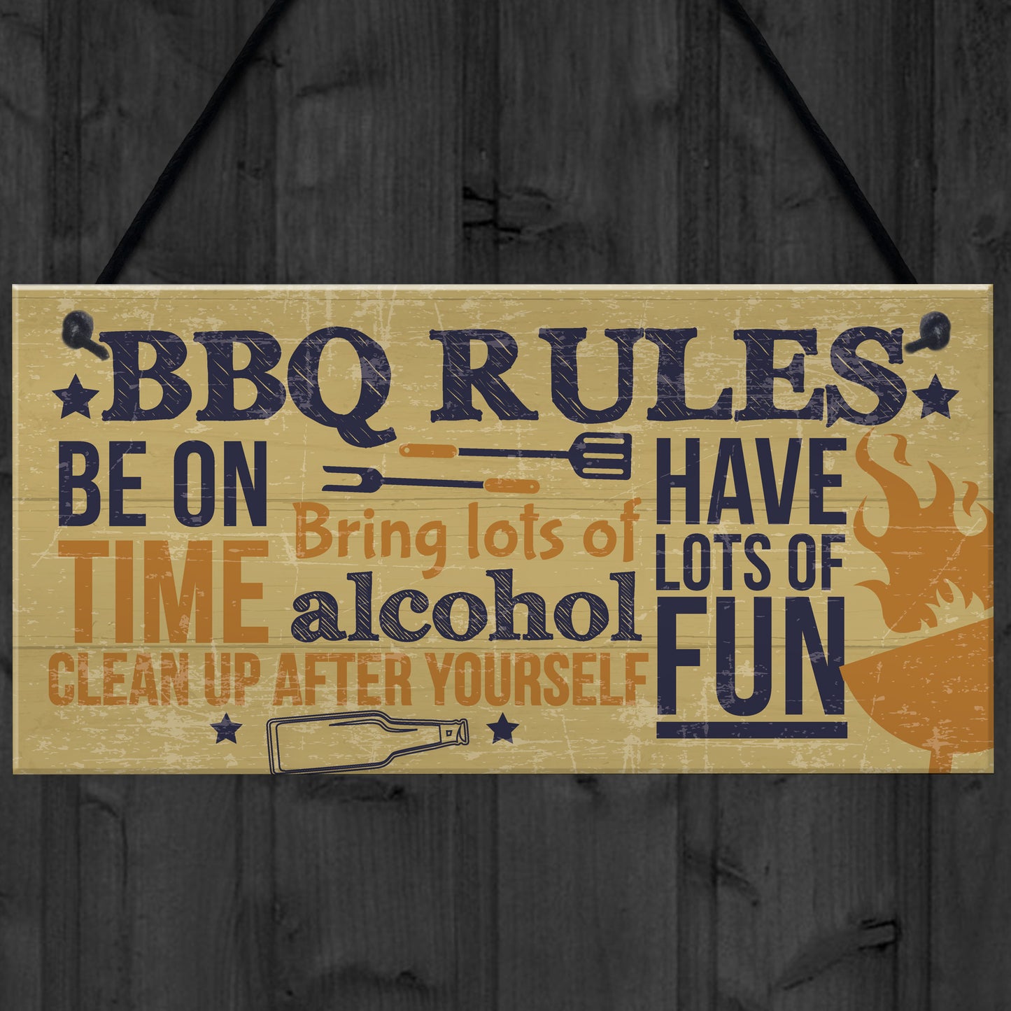 BBQ Rules Wall Plaque Garden Pub Barbecue Alcohol Friendship