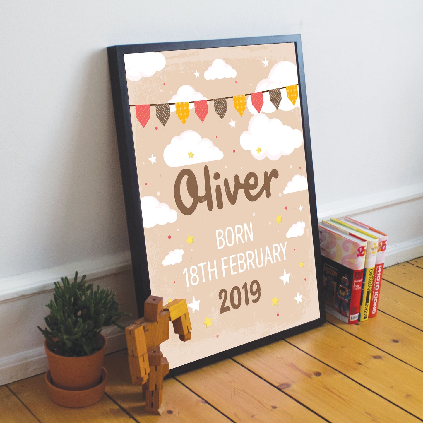 NEW BABY Gift Birth Details Print Framed Baby Girl Baby Boy Gift