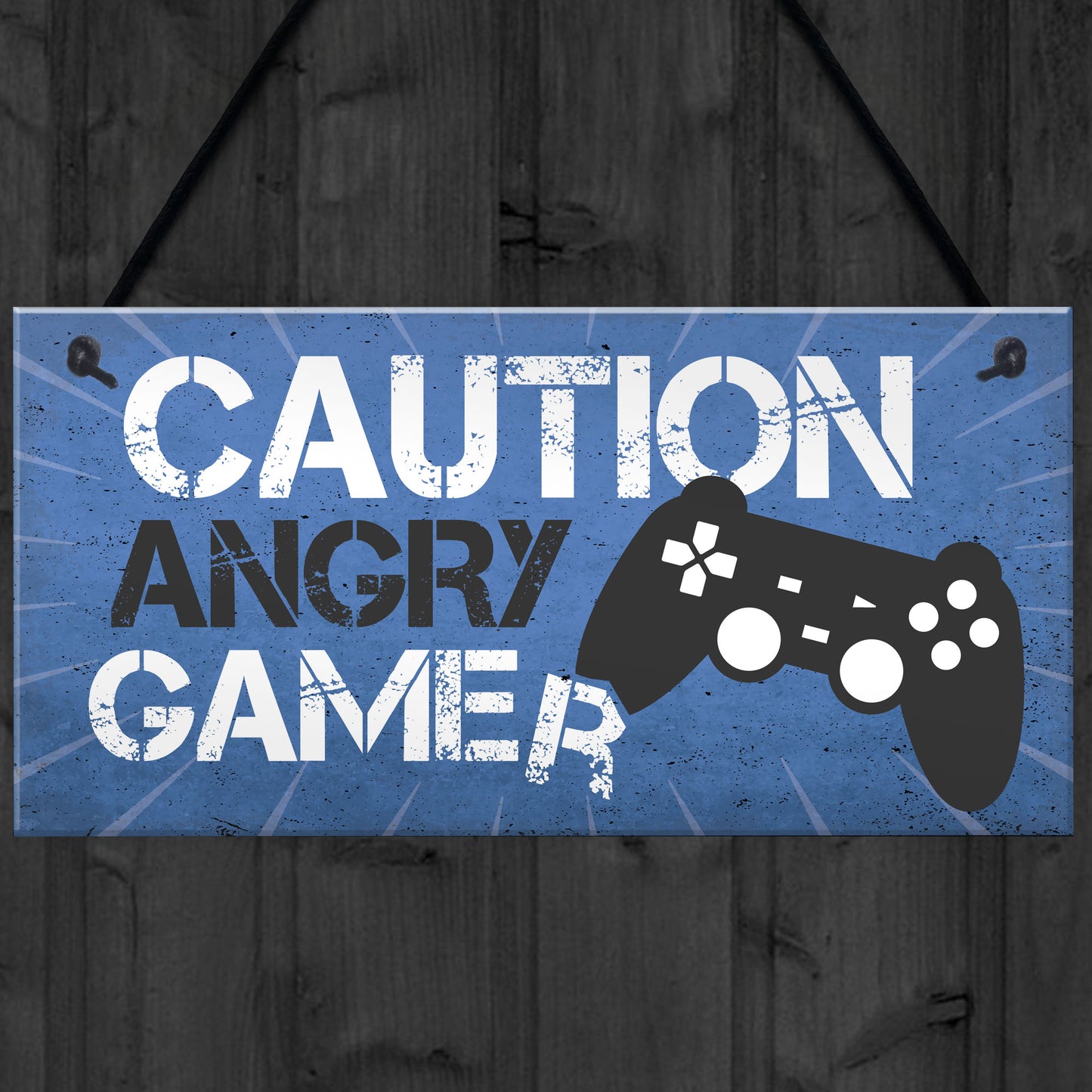 Blue Gaming Sign Hanging Door Plaque Gamer Gift Boys Bedroom
