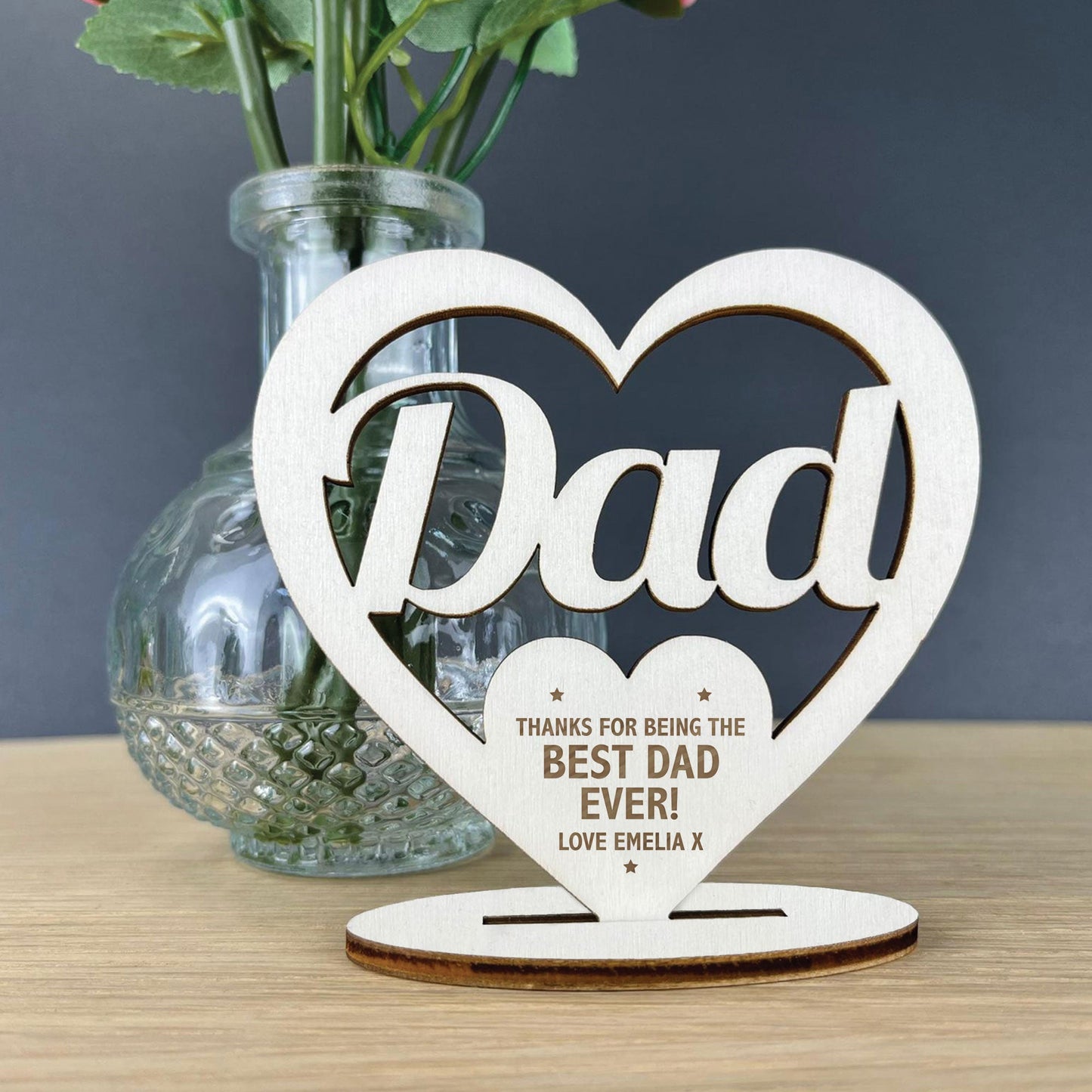 Dad Gifts Birthday Fathers Day Personalised Freestanding Heart