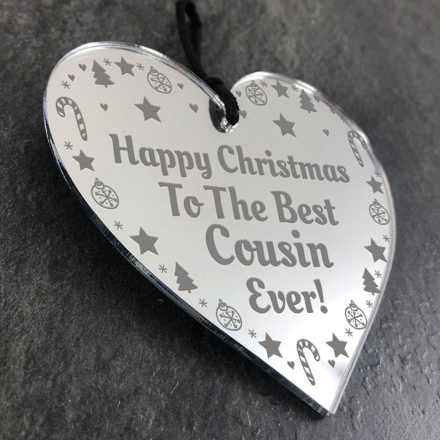 Best Cousin Gift For Christmas Engraved Heart Christmas Decor