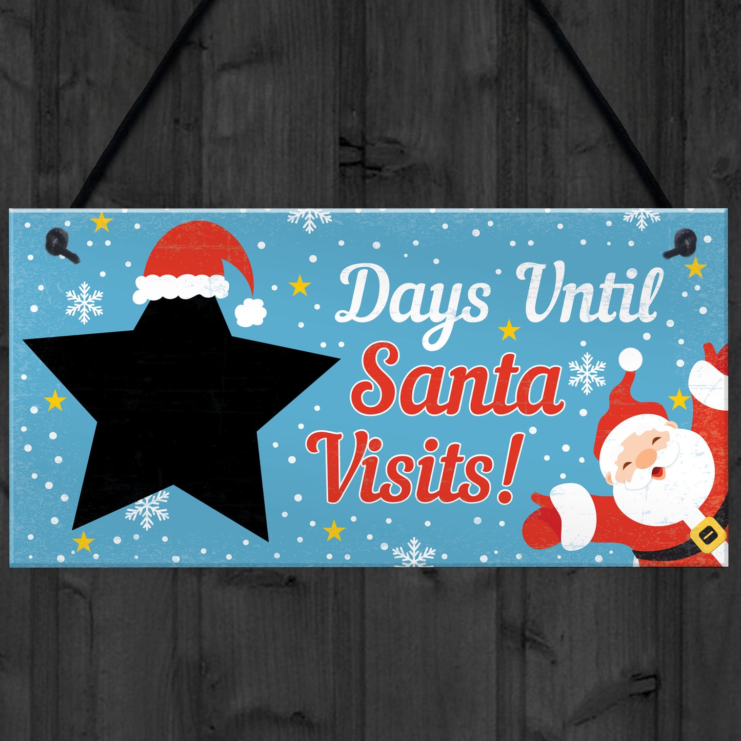 CHALKBOARD Christmas Santa Countdown Family Wall Sign Advent