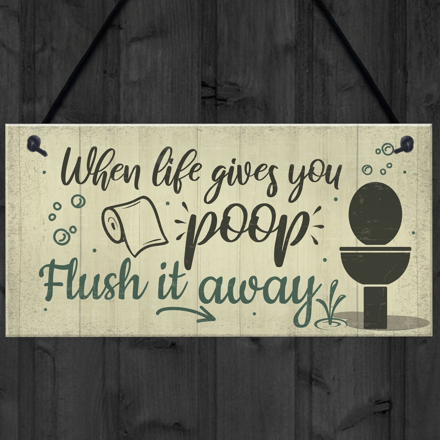 Bathroom Sign Shabby Chic Funny Poop Toilet Loo Door Sign Home