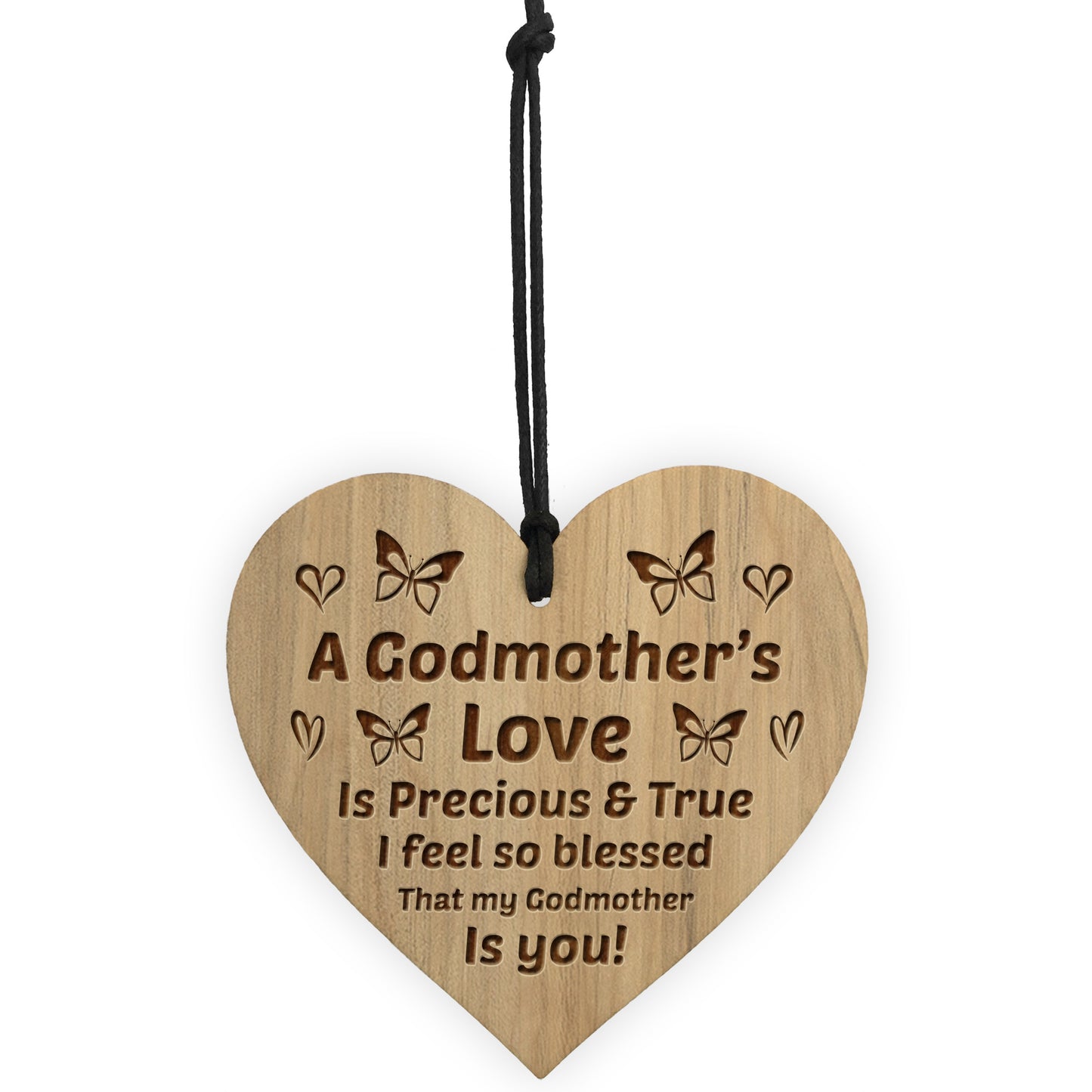 Godmother Gift Thank You Wood Engraved Heart Birthday Gift