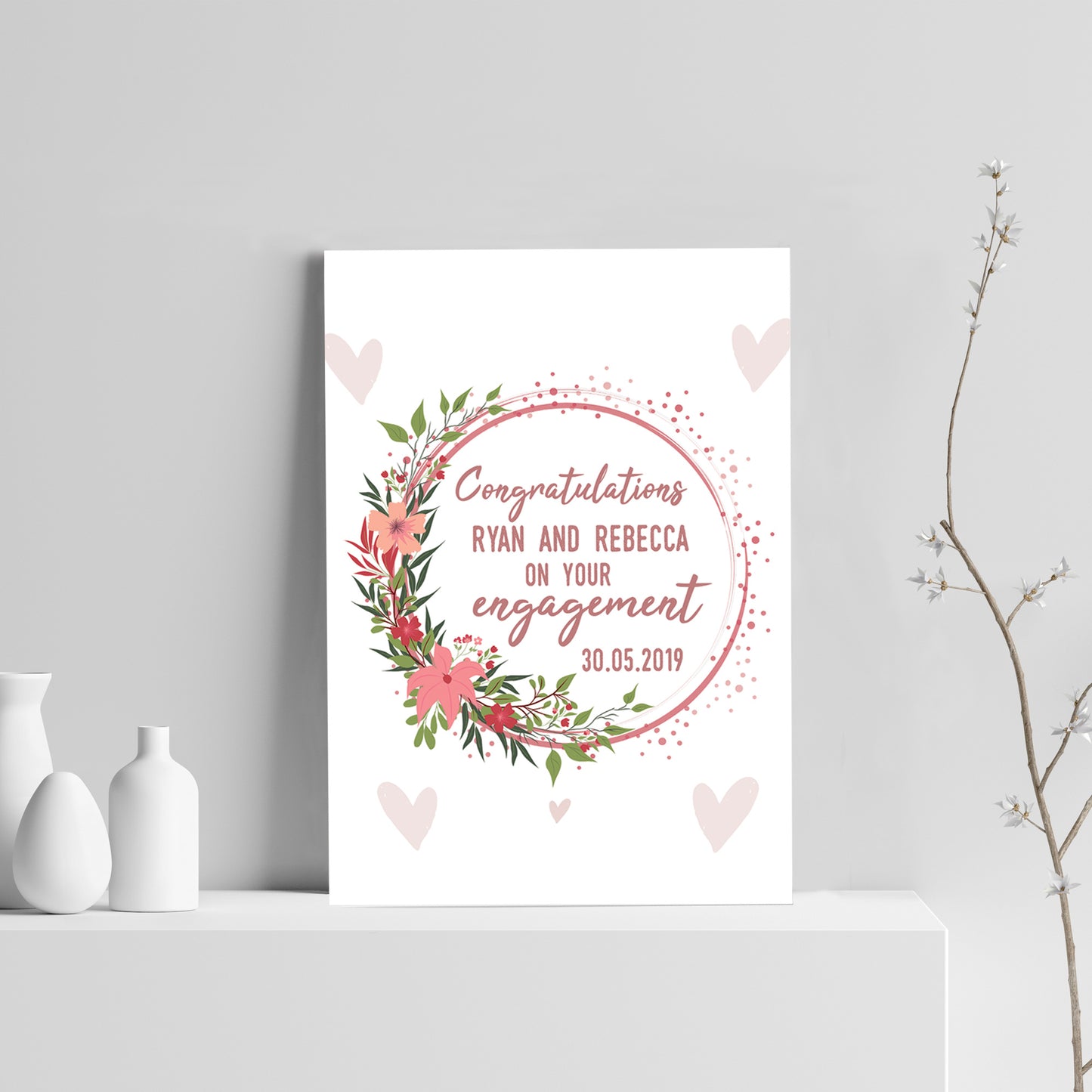 Personalised Congratulations Engagement Print Unique Couple Gift