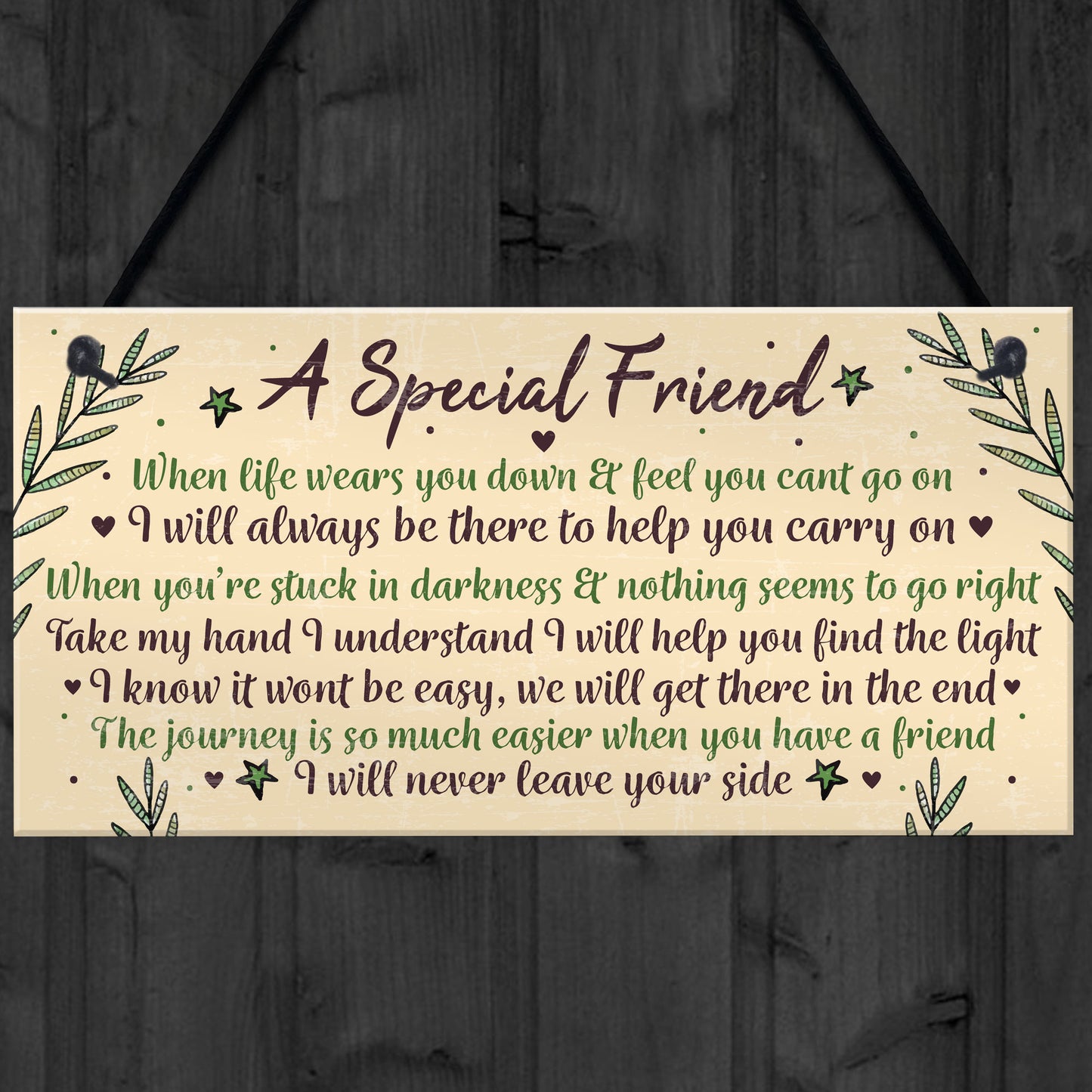 Motivational Inspirational Plaque Friendship FRIEND Thank You