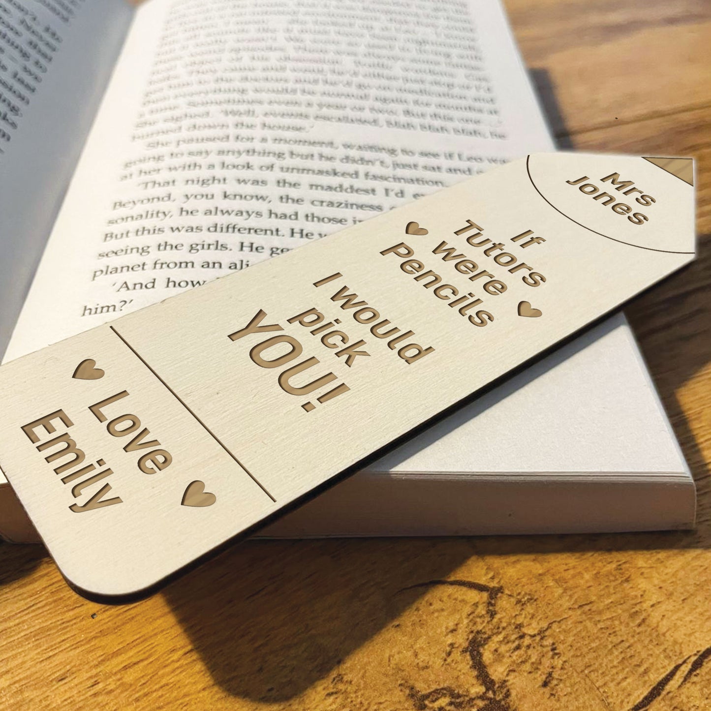 Engraved Wood Bookmark Tutor Gift Thank You Gift For Him Her