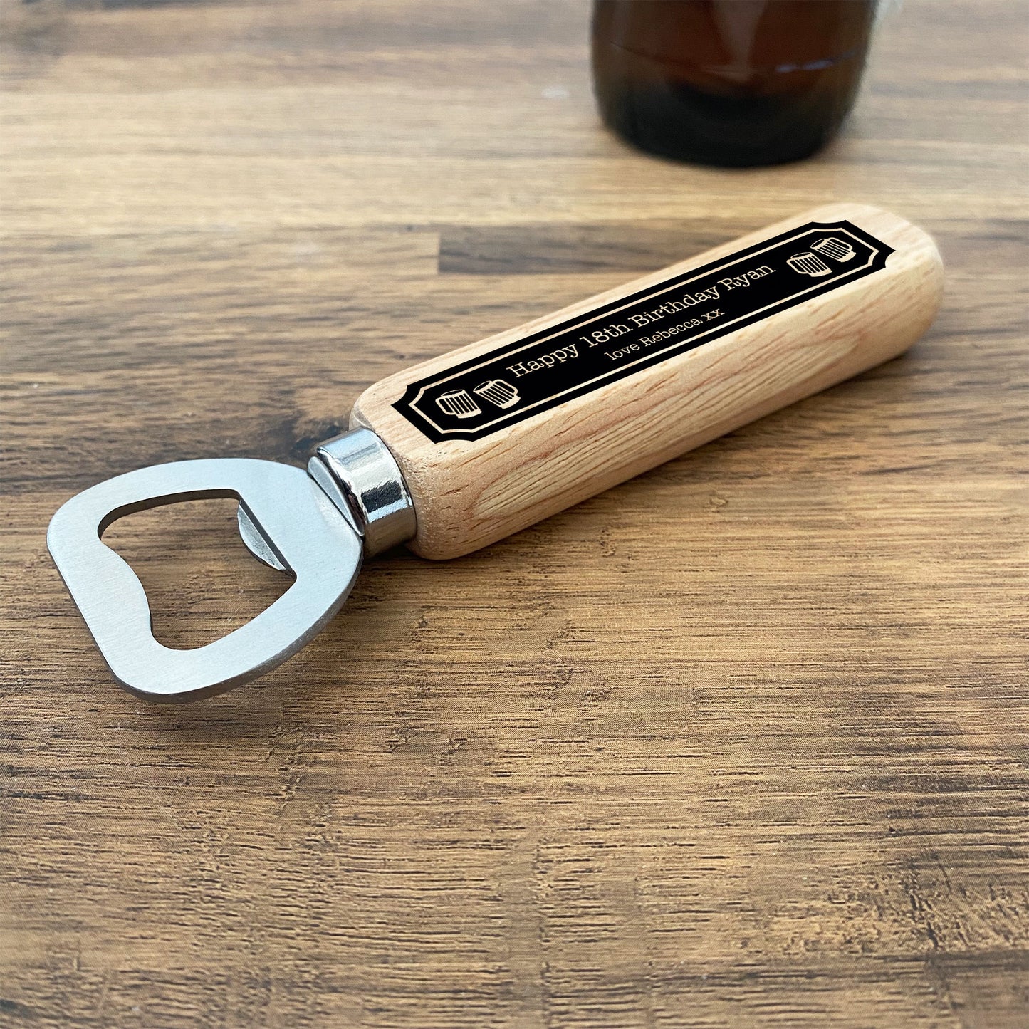 Personalised 18th 21st Birthday Gift For Him Wood Bottle Opener