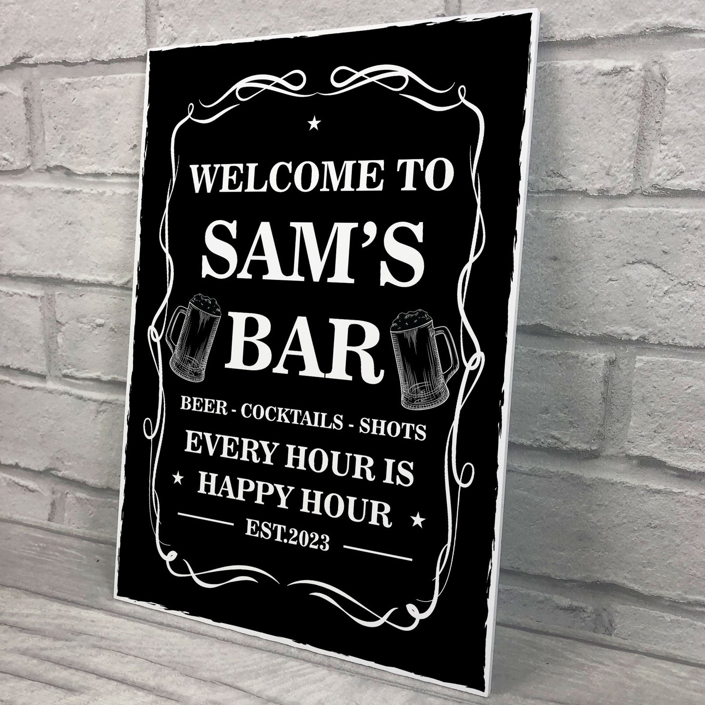 Home Bar Sign Personalised Shabby Chic Bar Sign For Man Cave