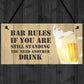 Novelty BAR RULES Sign Funny Home Bar Sign Man Cave Gifts