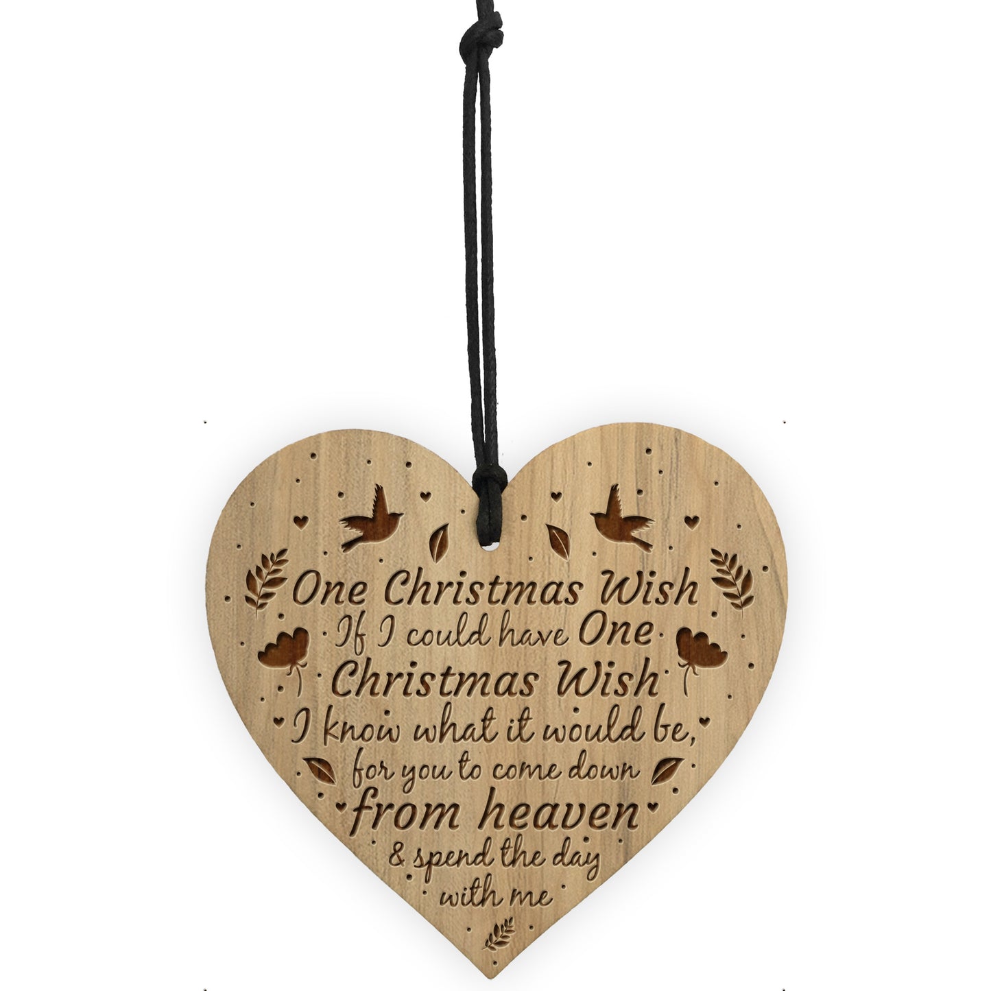 Beautiful Memorial Bauble Engraved Heart CHRISTMAS WISH