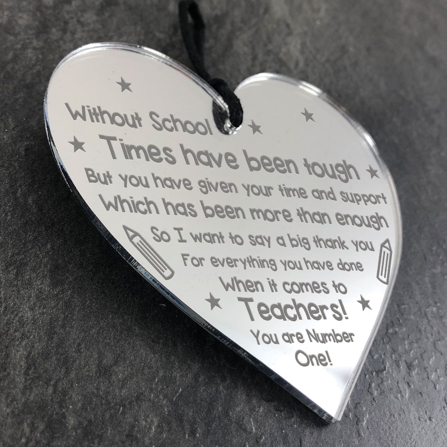 Number One Teacher Mirror Acrylic Heart Thankyou Nursery School
