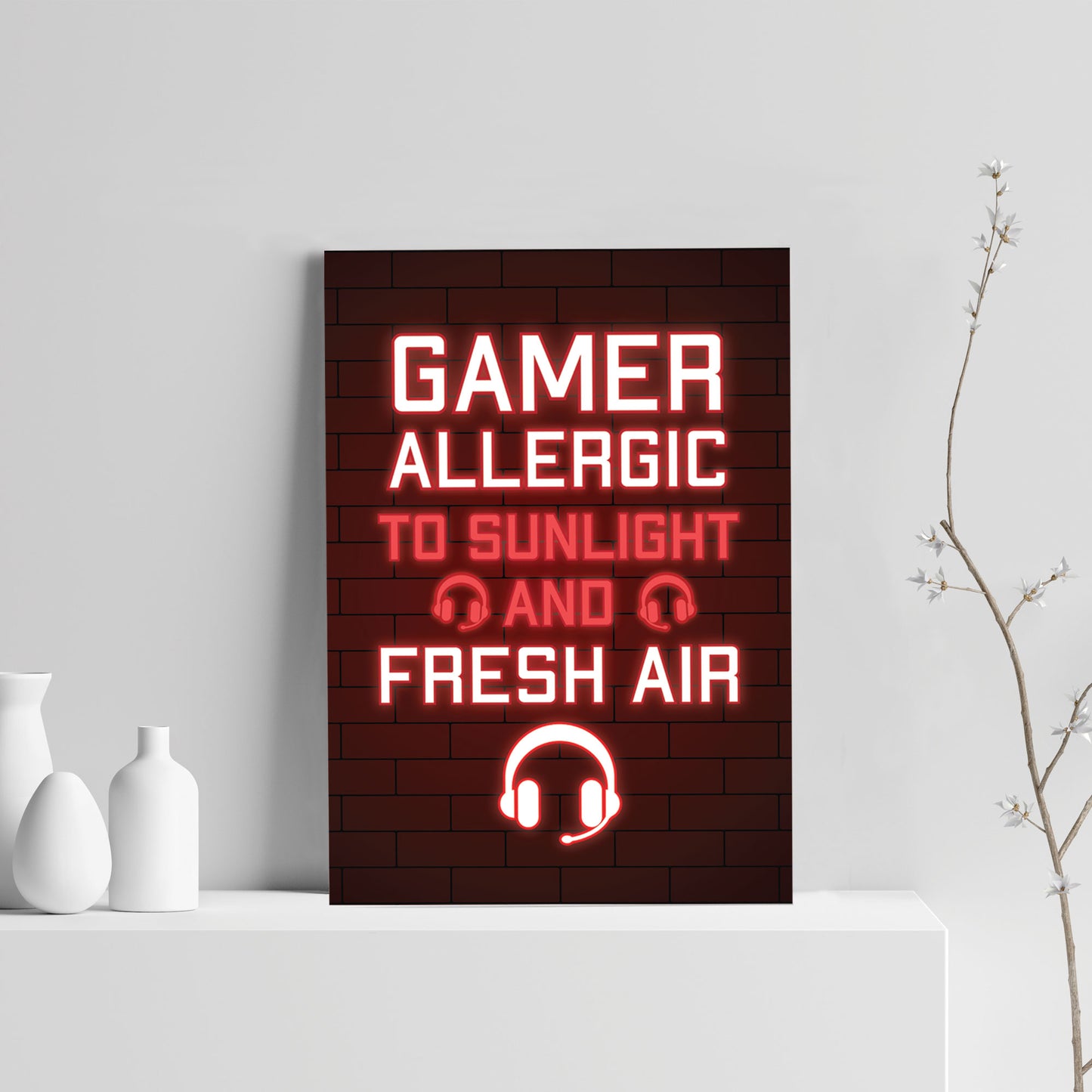 FUNNY Gaming Print Neon Boys Bedroom Man Cave Sign Gamer Gift