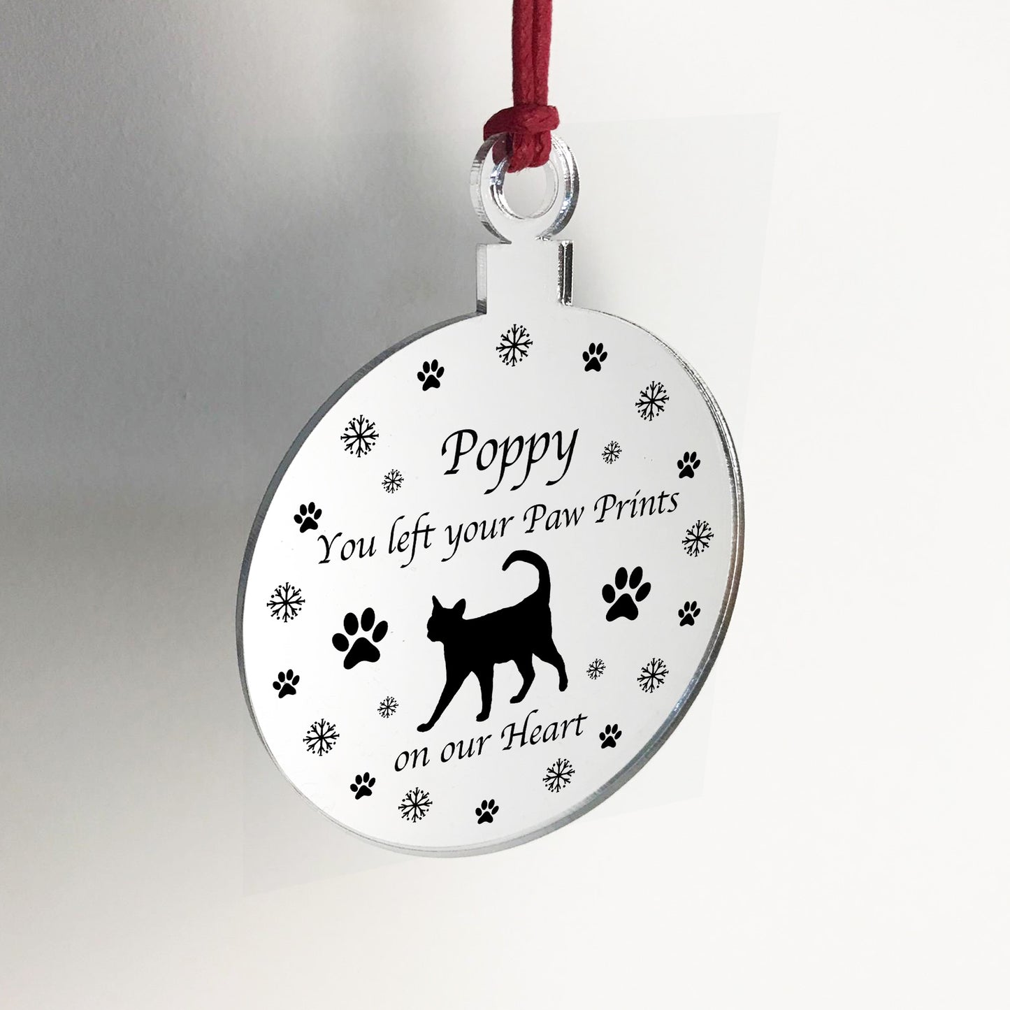 Cat Memorial For Christmas Tree Personalised Engraved Bauble