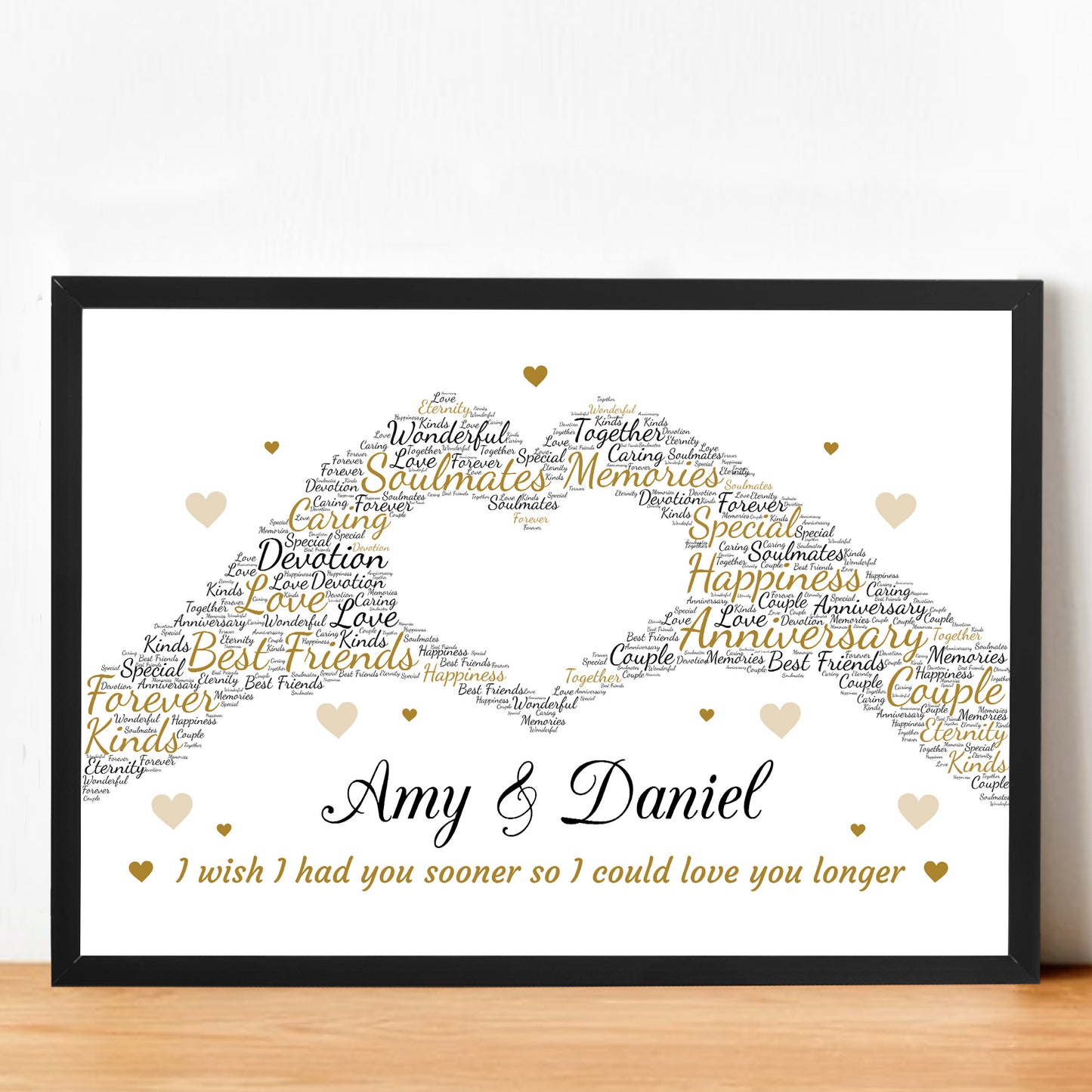 Personalised Word Art Wedding Anniversary Print Frame Gift