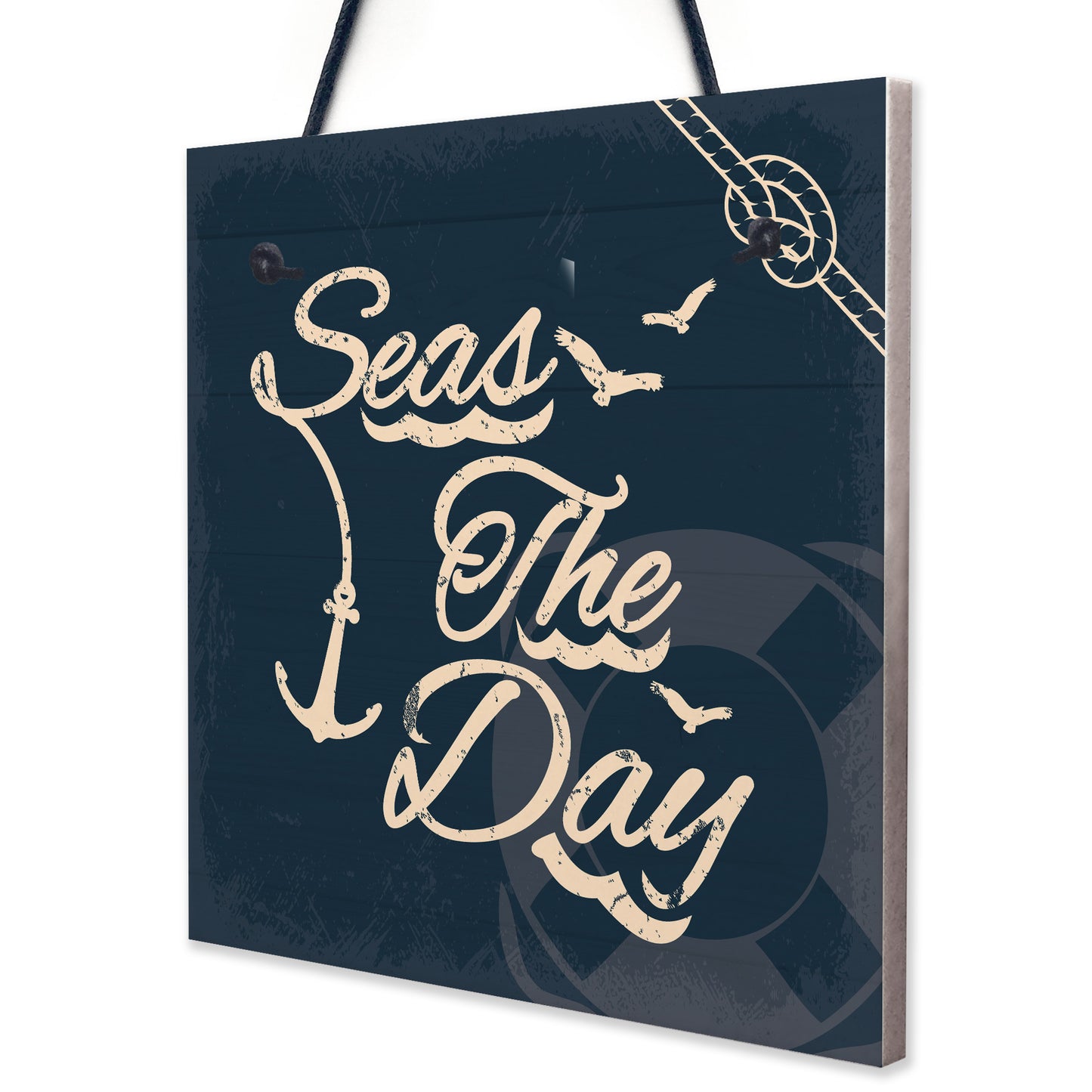 Seas The Day Nautical Seaside Bathroom Toilet Sign Shabby Chic